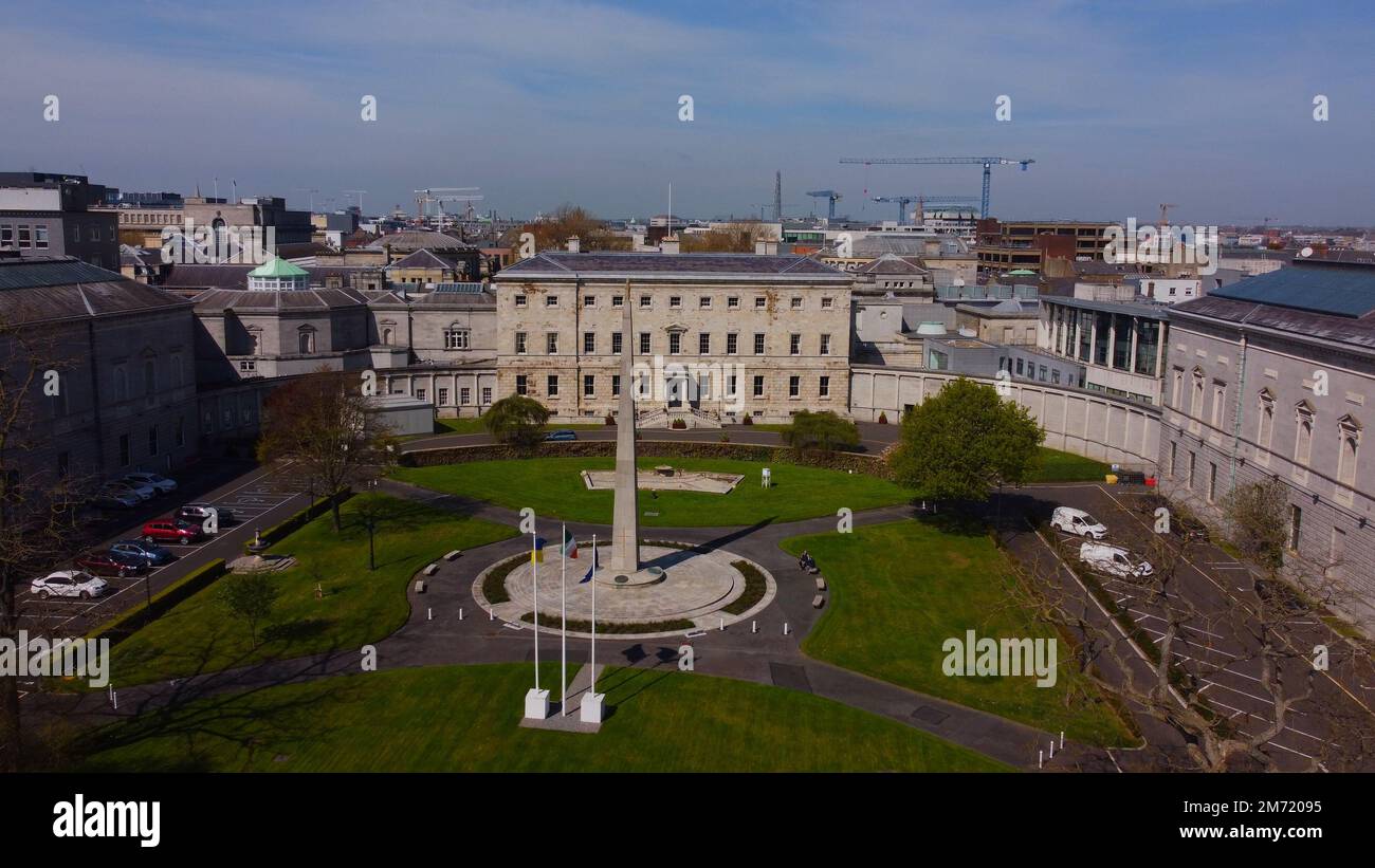 Leinster House in Dublin - the Irish Government Building from above Stock Photo
