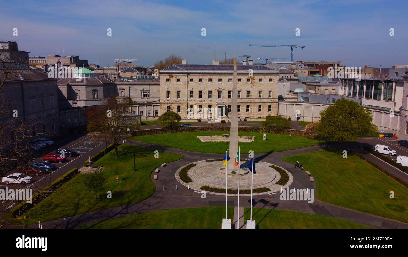 Leinster House in Dublin - the Irish Government Building from above Stock Photo