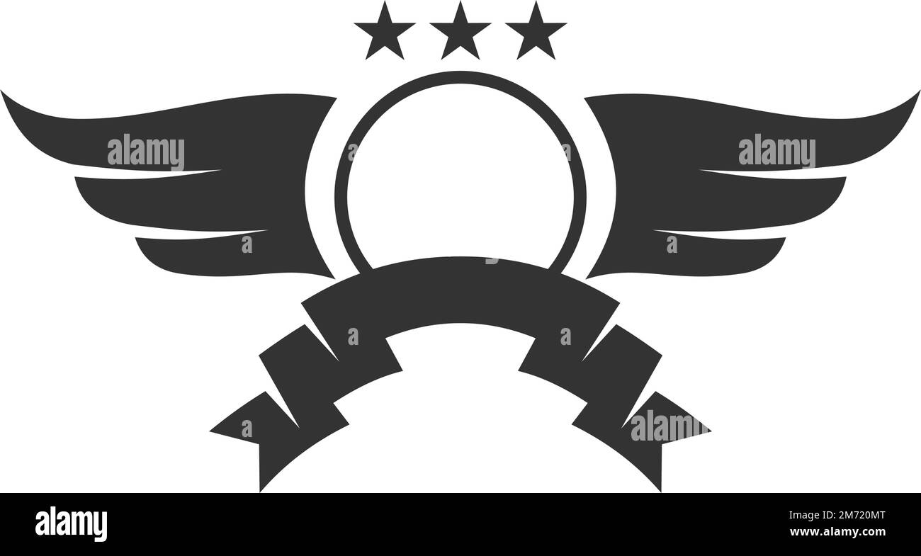 emblem blank wing shield ribbon logo template Icon Illustration Brand ...