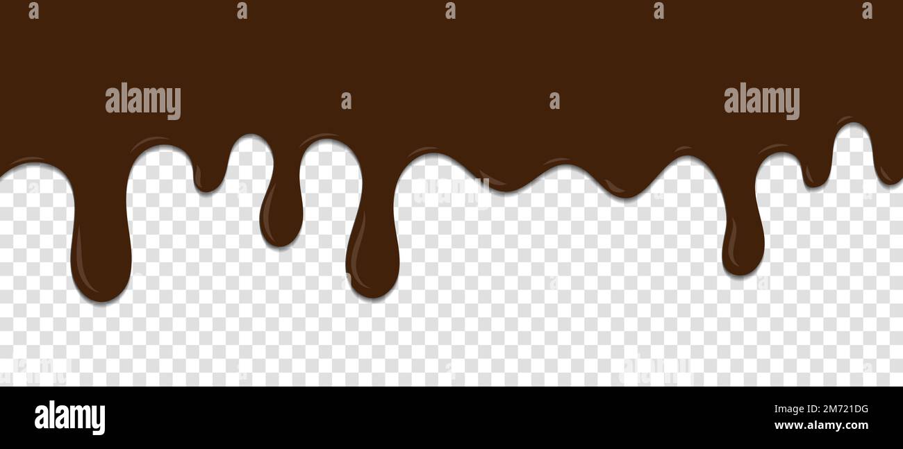 Seamless pattern of melted chocolate dripping. Dessert background with ...