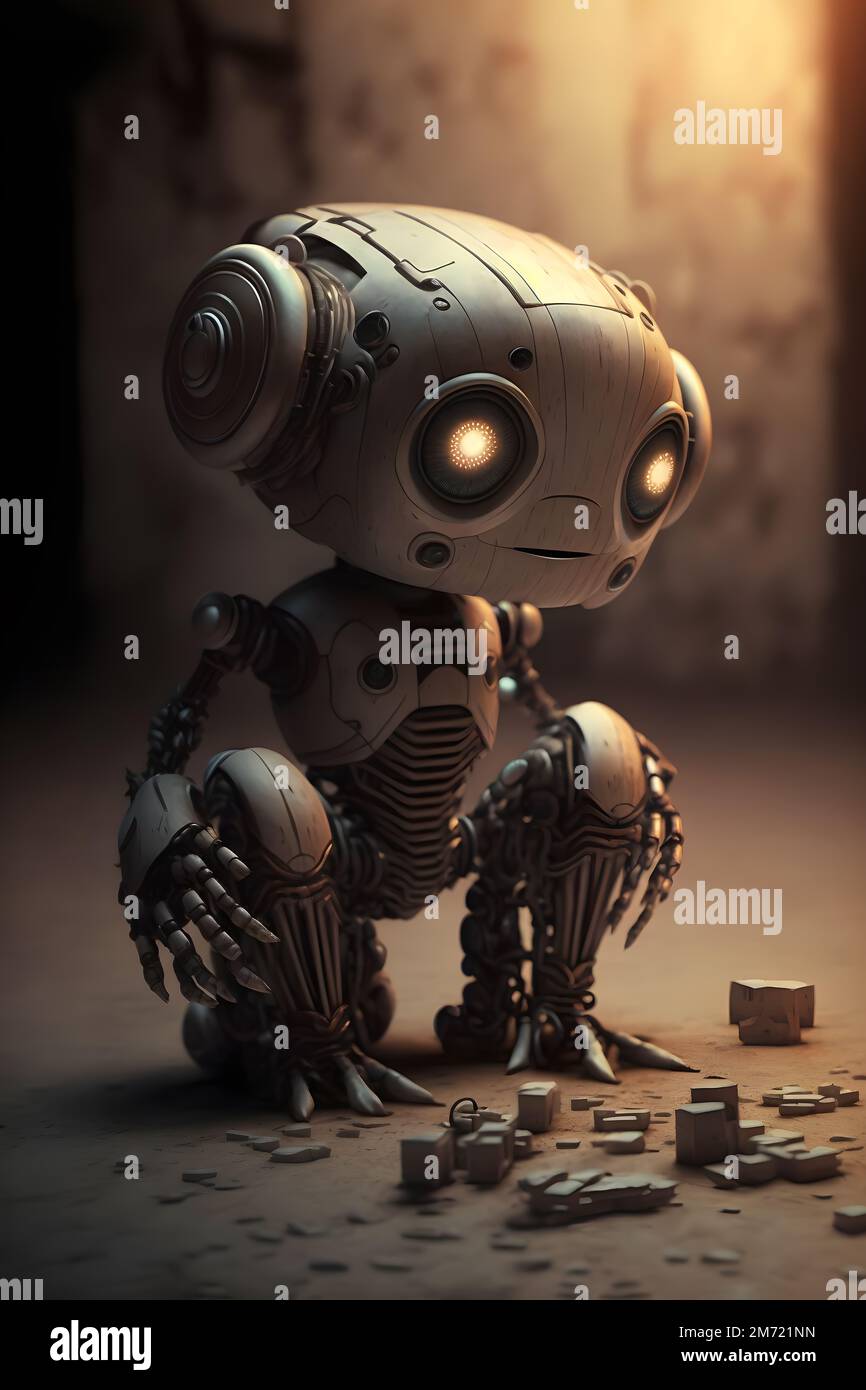 Reflections of an old robot. Robotic surreal art illustration. Generative  AI Stock Photo - Alamy