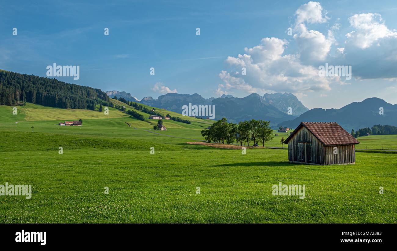Typical view in the Swiss Alps - amazing Switzerland Stock Photo - Alamy
