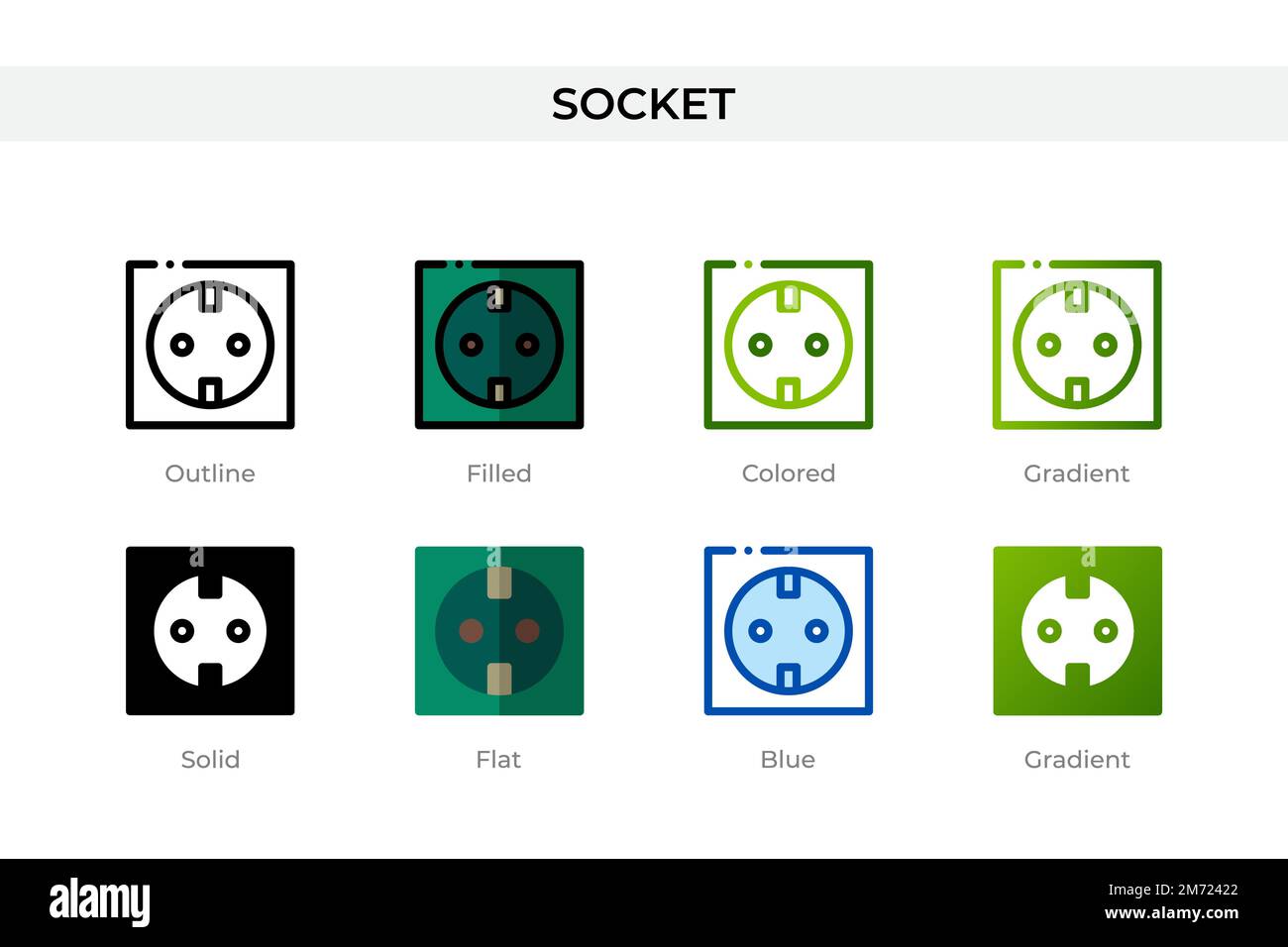 Socket icon in different style. Socket vector icons designed in outline