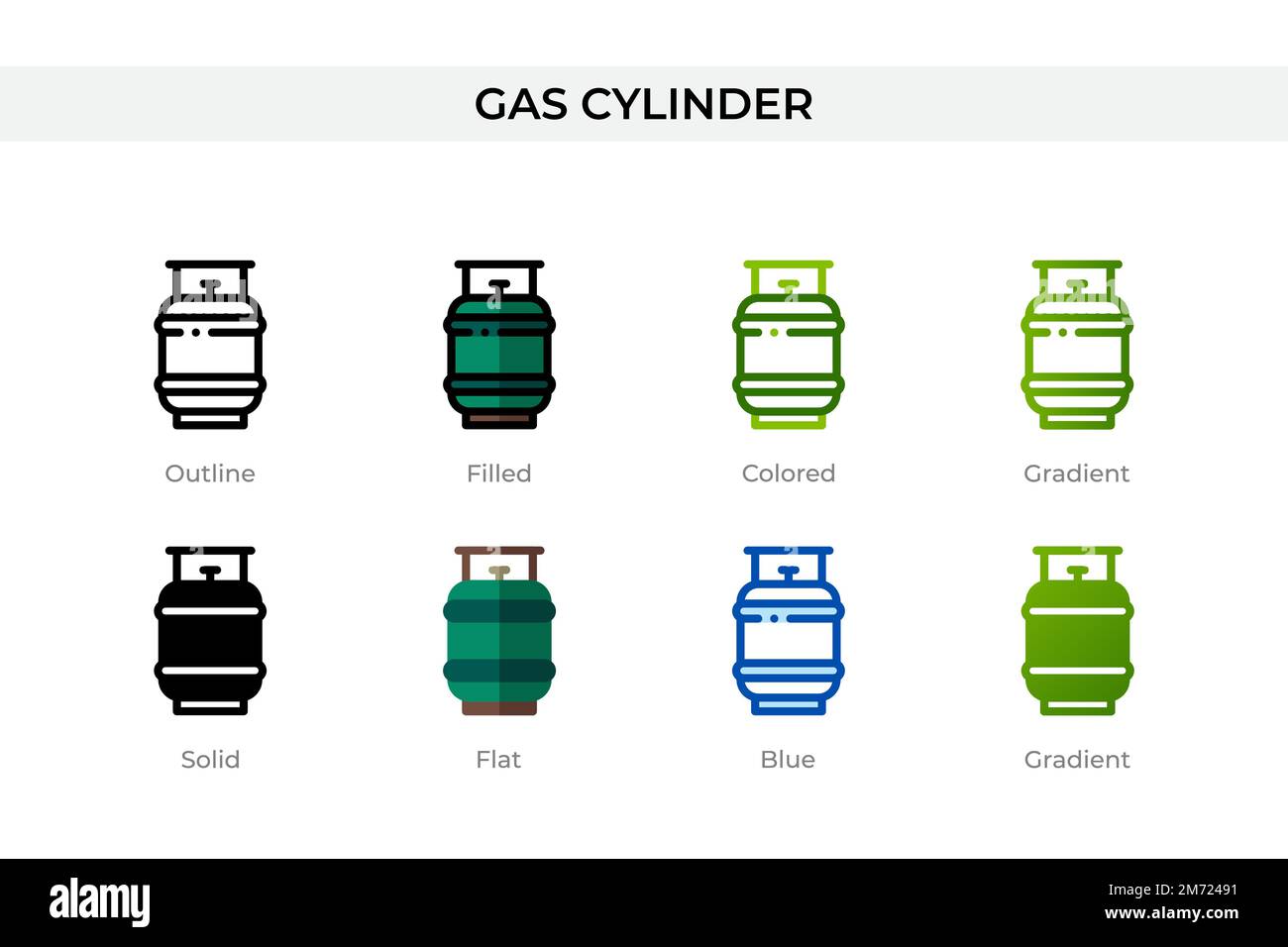 Gas cylinder icon in different style. Gas cylinder vector icons