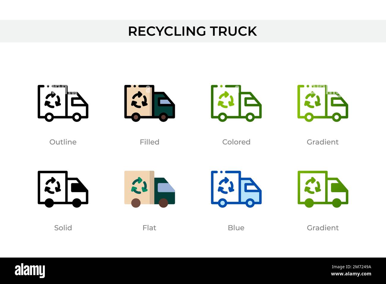 Recycling truck icon in different style. Recycling truck vector icons ...