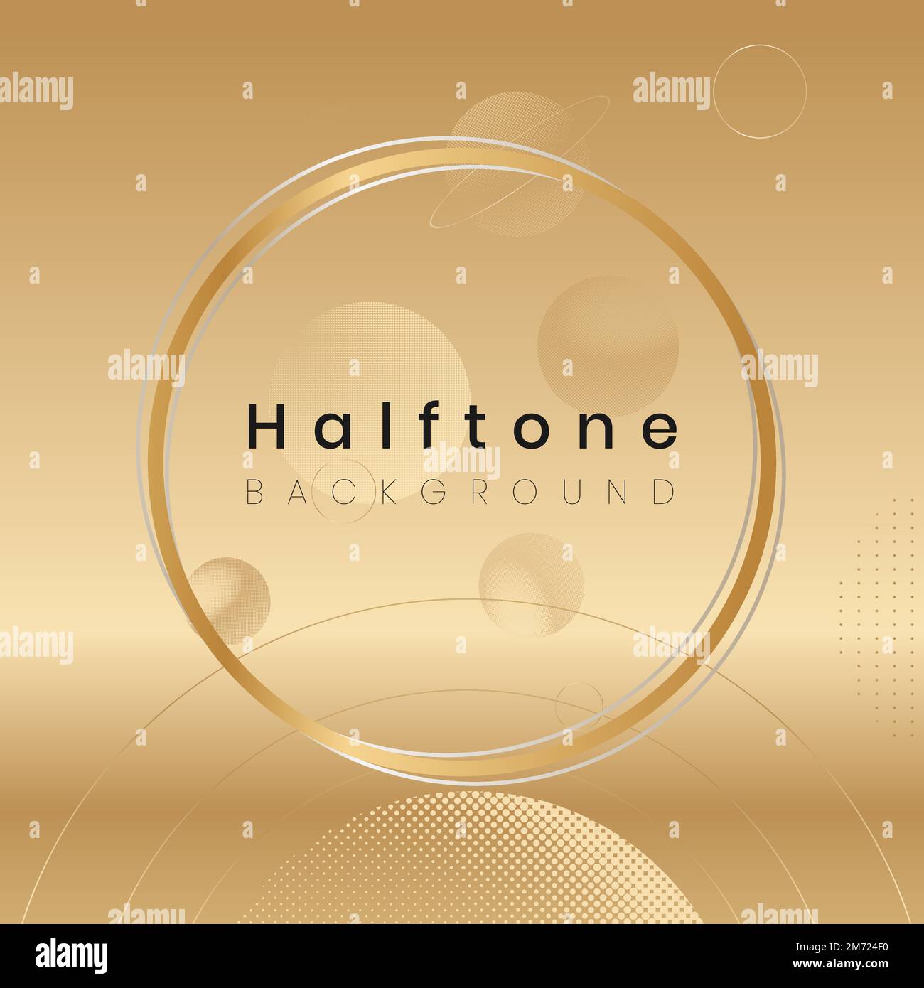 Round frame on halftone golden background vector Stock Vector