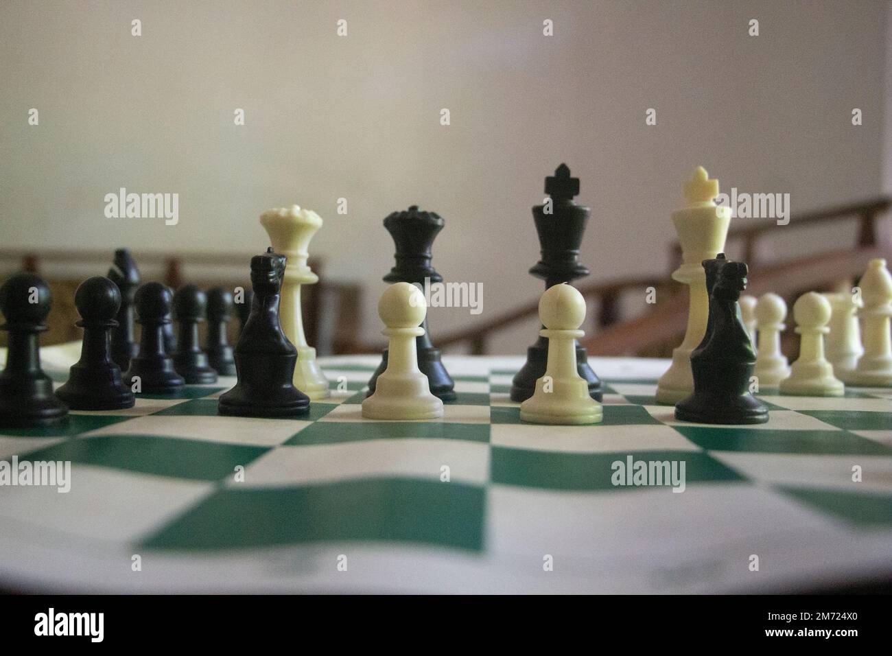 Indoor chess play Stock Photo