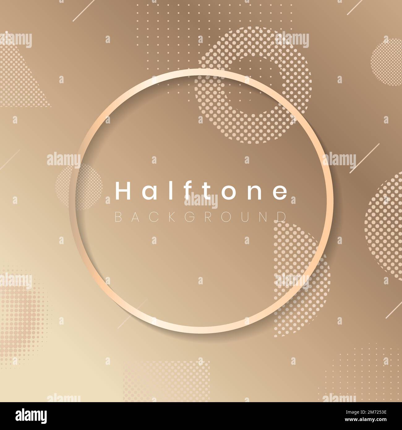 Round frame on halftone brown background vector Stock Vector