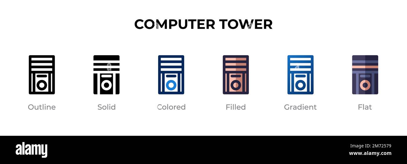 Computer Tower icon in different style. Computer Tower vector icons