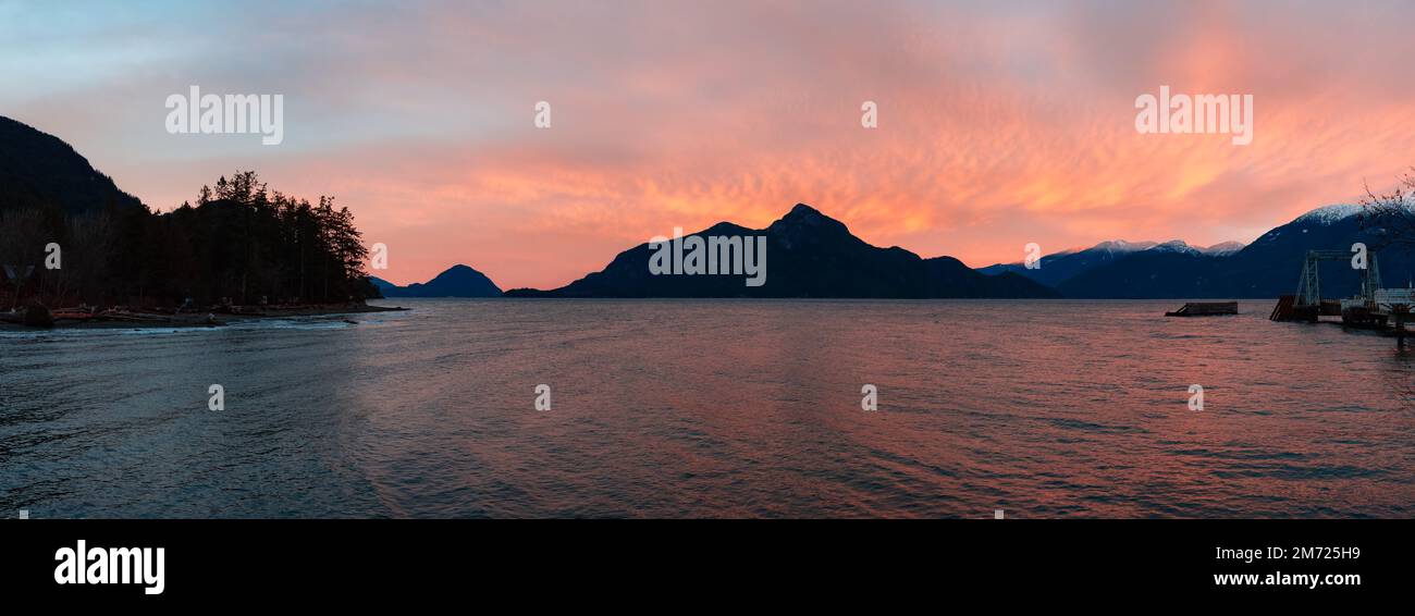 Canadian Mountain Landscape Nature Background. Howe Sound near Vancouver Stock Photo