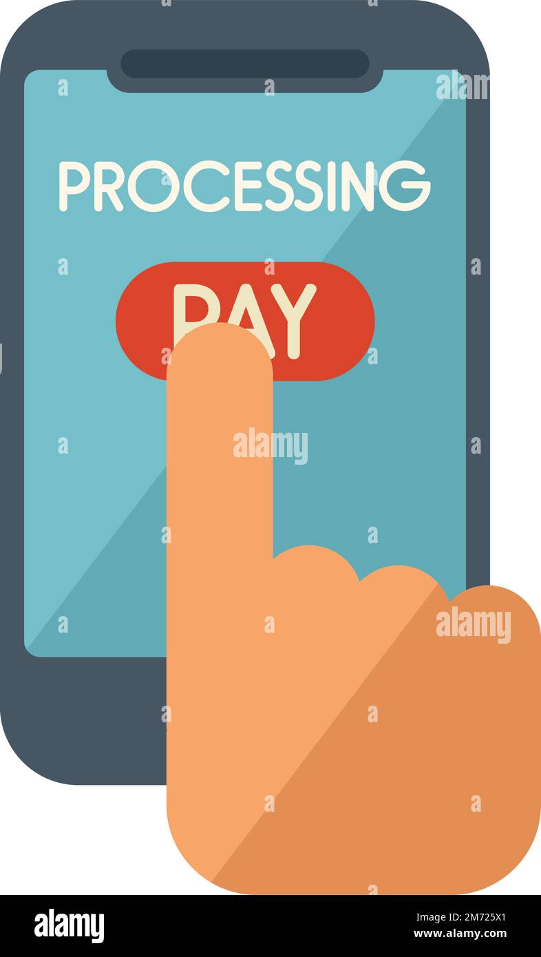 Pay processing icon flat vector. Money payment. Phone online isolated ...