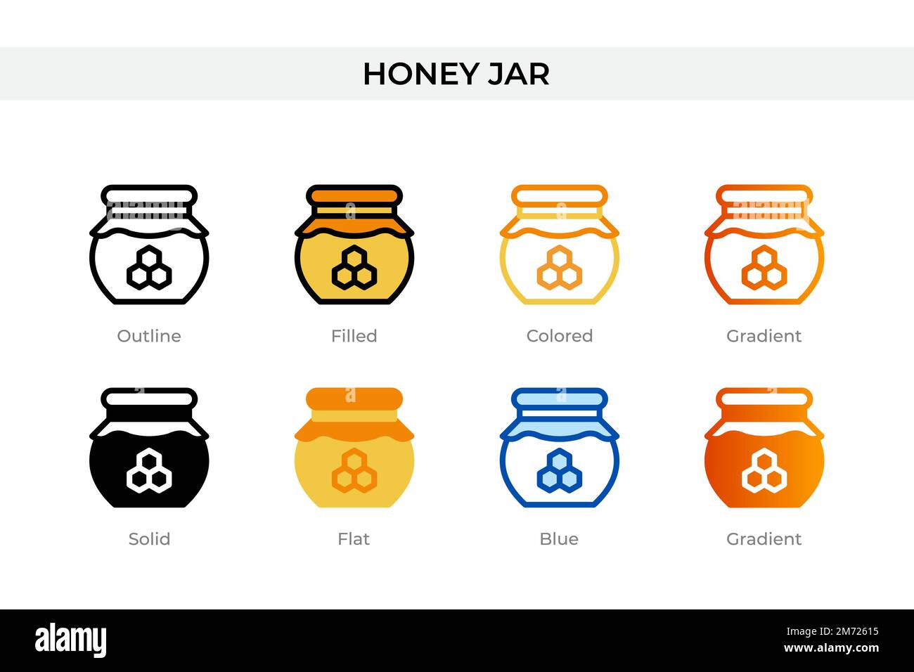 honey jar icon in different style. honey jar vector icons designed in