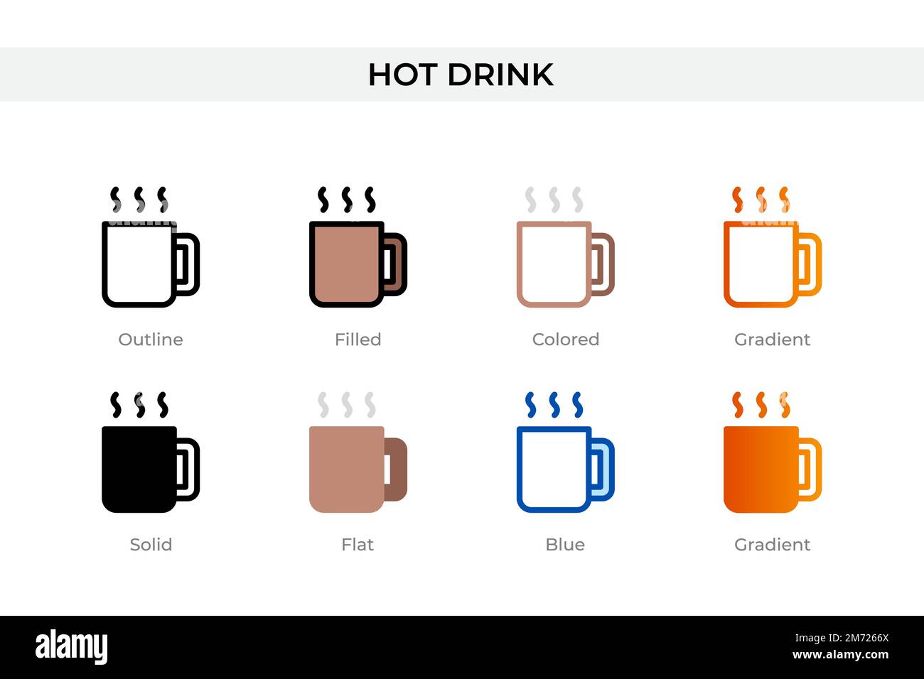 hot drink icon in different style. hot drink vector icons designed in outline, solid, colored, filled, gradient, and flat style. Symbol, logo illustra Stock Vector