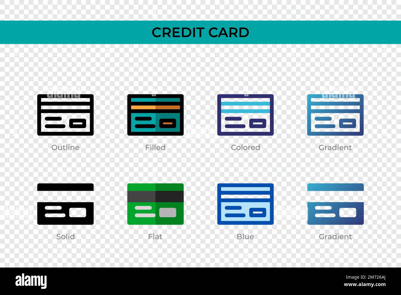 Credit Card icon in different style. Credit Card vector icons designed ...