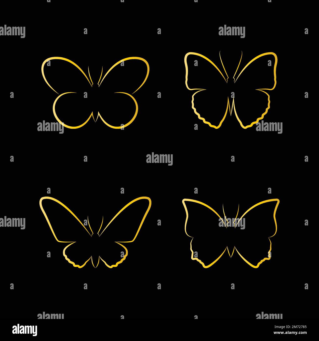 Vector of golden butterfly on black background. Insects, Animals. Easy editable layered vector illustration. Stock Vector