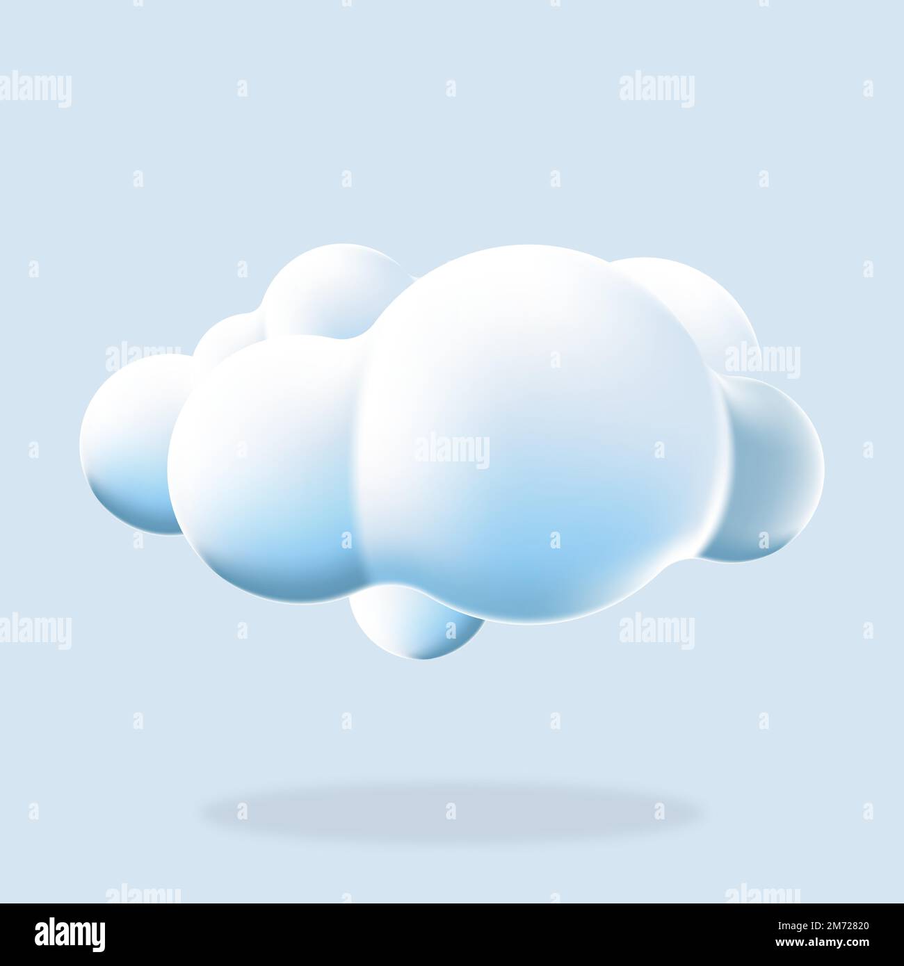 3d cloud isolated background. Render soft round cartoon fluffy cloud icon in the blue sky. 3d geometric shape. 3d plastic cloud. Realistic fluffy clou Stock Vector