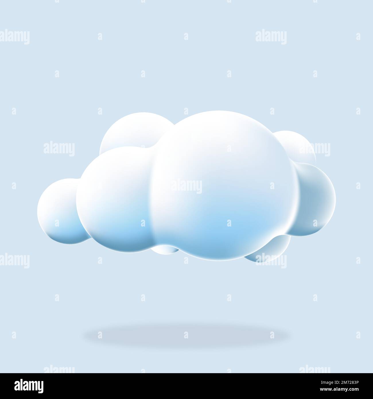 3d cloud isolated background. Render soft round cartoon fluffy cloud icon in the blue sky. 3d geometric shape. 3d plastic cloud. Realistic fluffy clou Stock Vector