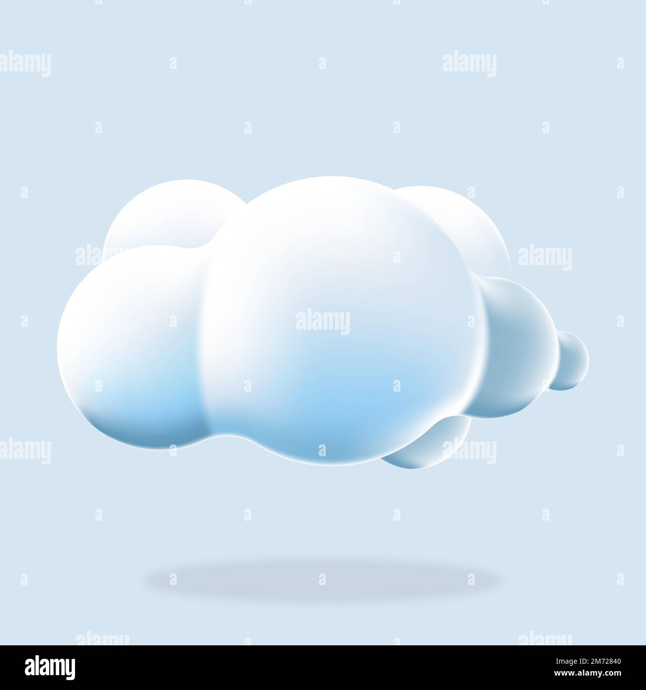 3d cloud isolated background. Render soft round cartoon fluffy cloud icon in the blue sky. 3d geometric shape. 3d plastic cloud. Realistic fluffy clou Stock Vector