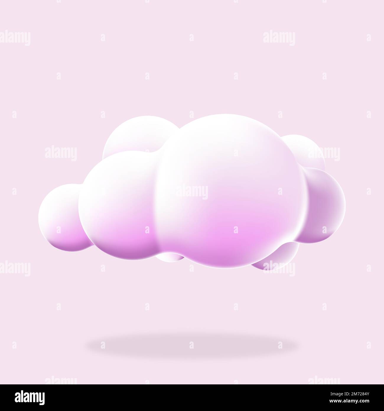 3d cloud isolated background. Render soft round cartoon fluffy cloud icon. 3d geometric shape. 3d plastic cloud. Realistic fluffy cloud. Vector illust Stock Vector
