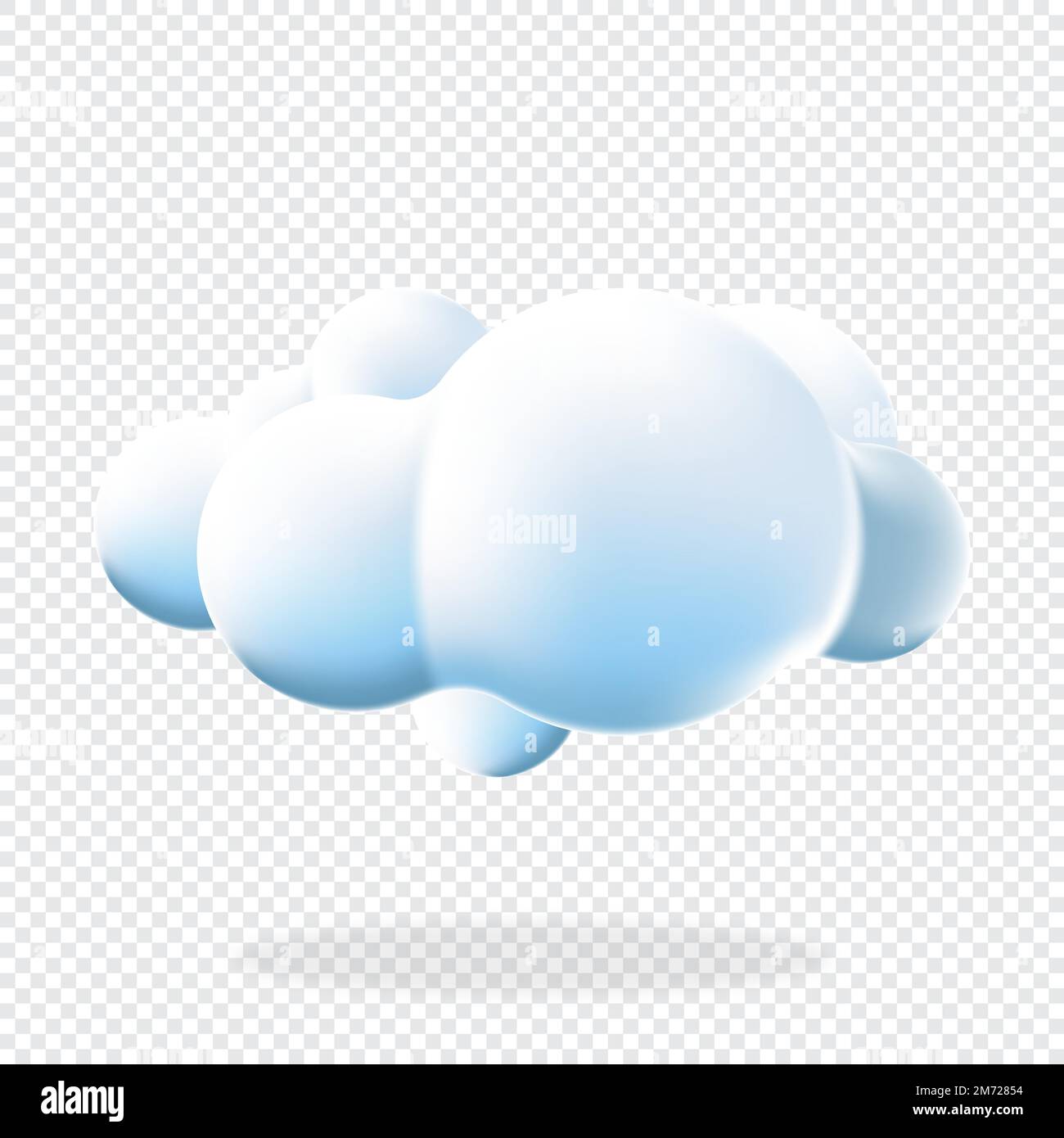 3d cloud isolated background. Render soft round cartoon fluffy cloud icon in the blue sky. 3d geometric shape. 3d plastic cloud. Realistic fluffy clou Stock Vector