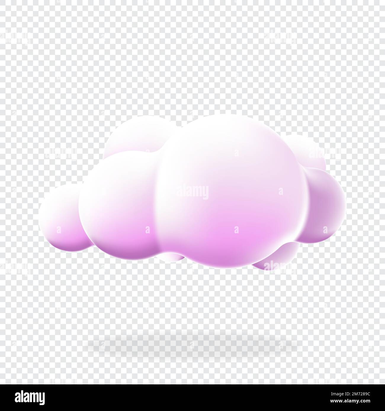 3d cloud isolated background. Render soft round cartoon fluffy cloud icon. 3d geometric shape. 3d plastic cloud. Realistic fluffy cloud. Vector illust Stock Vector