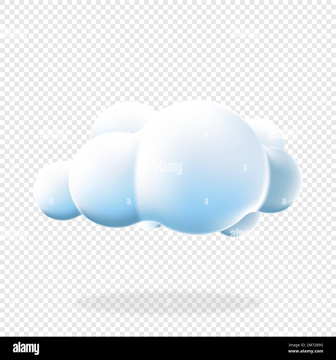 3d cloud isolated background. Render soft round cartoon fluffy cloud icon in the blue sky. 3d geometric shape. 3d plastic cloud. Realistic fluffy clou Stock Vector