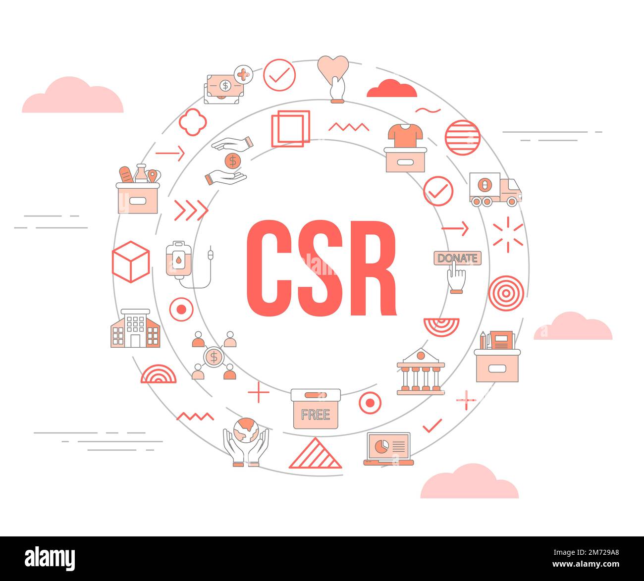 csr corporate social responsibility concept with icon set template ...
