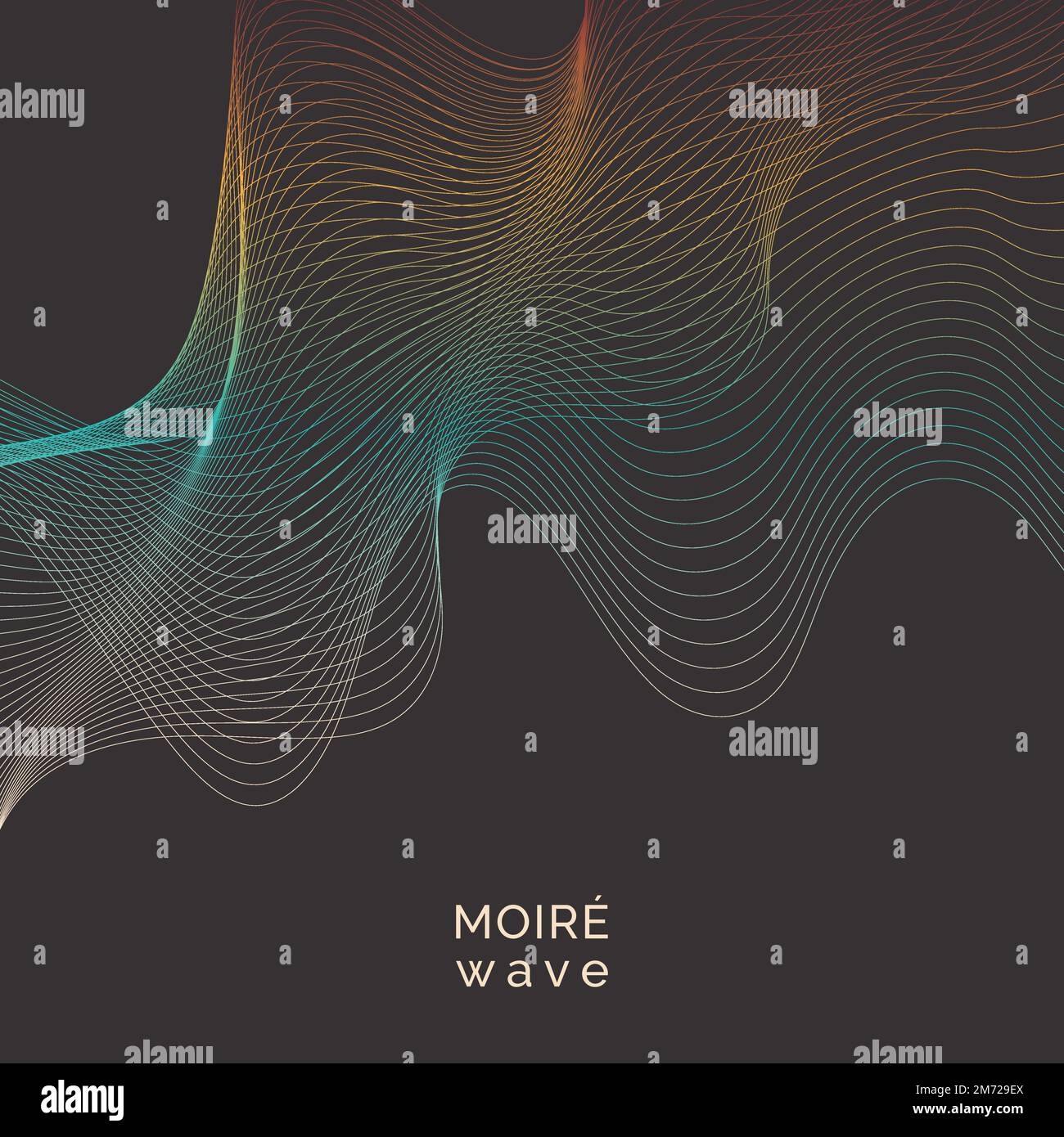 Blue and orange moiré wave on black background Stock Vector