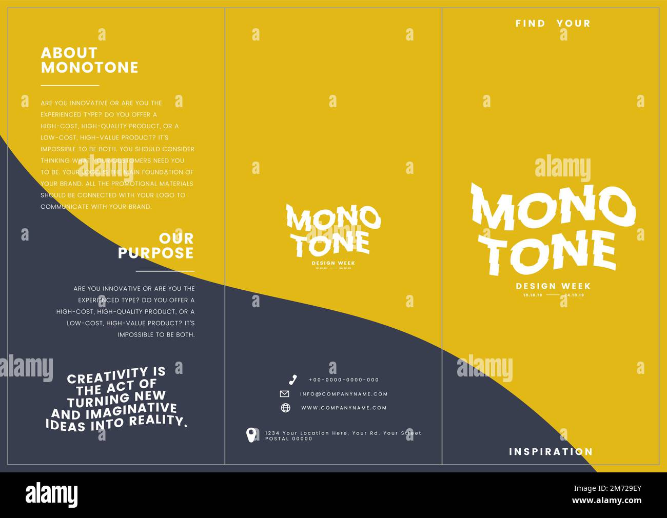 Monotone corporate brochure template mockup vector Stock Vector