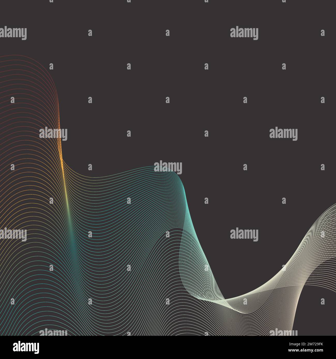 Blue and orange moiré wave on black background Stock Vector