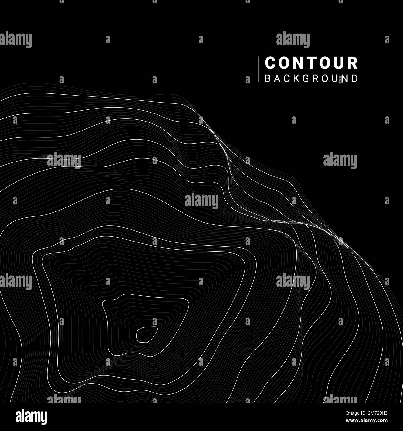 Black and white terrain Stock Vector - Black And White Abstract Map Contour Lines Background 2M729H3