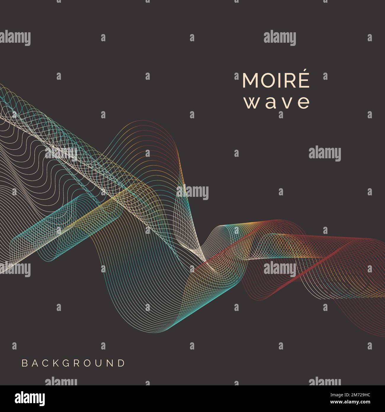 Blue and orange moiré wave on black background Stock Vector