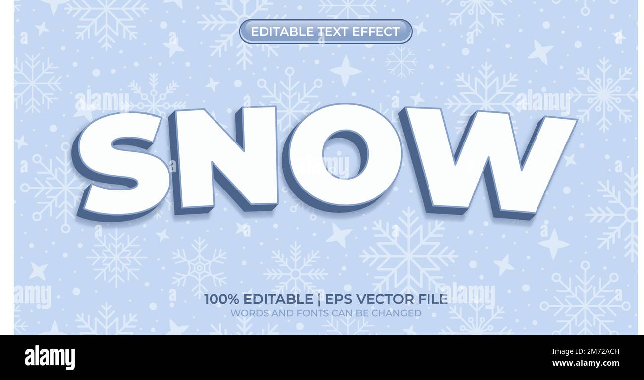 Editable text style effect. Snow text style. Snow text effect. Editable ...