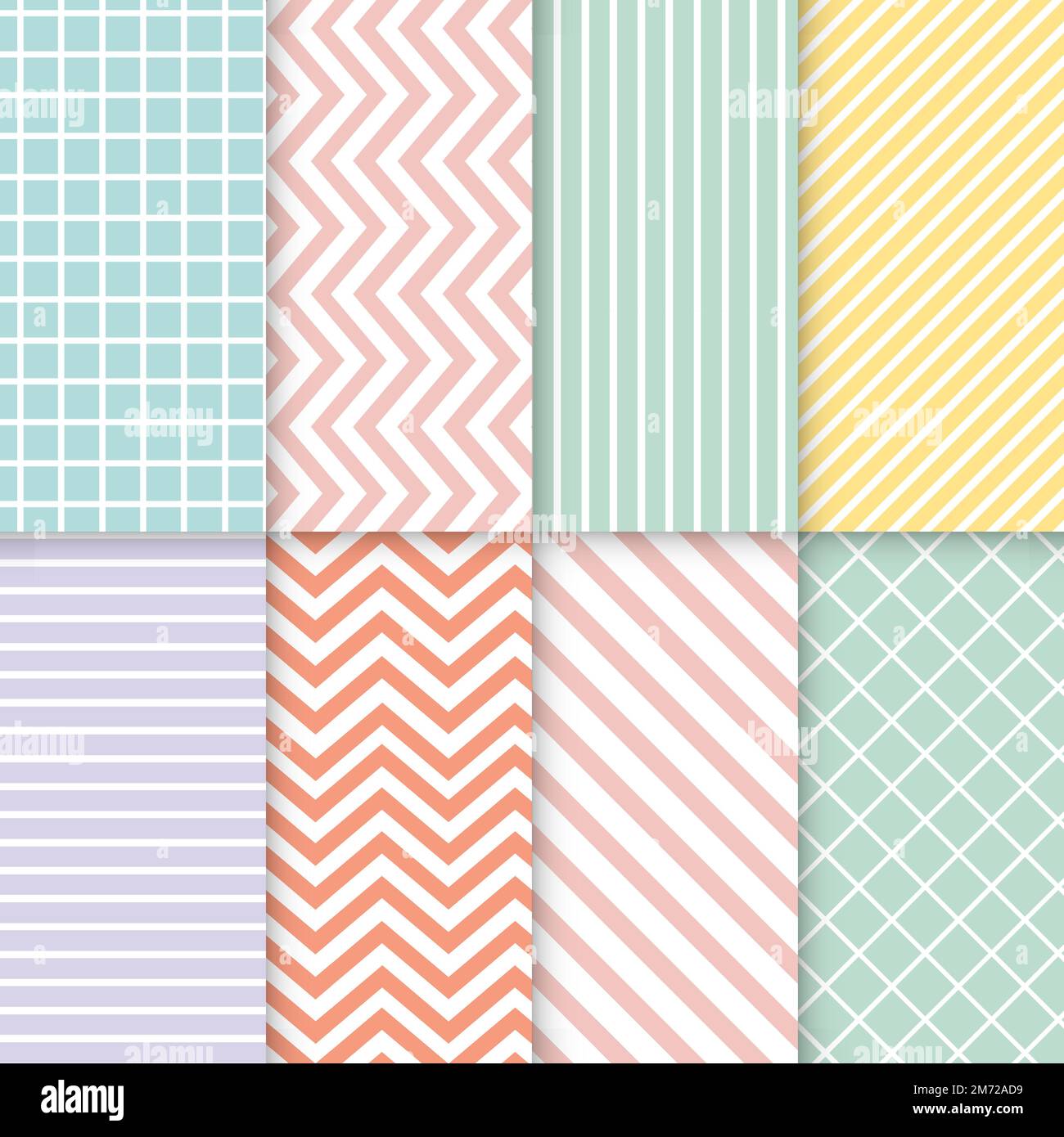Pastel mixed seamless pattern vector set Stock Vector