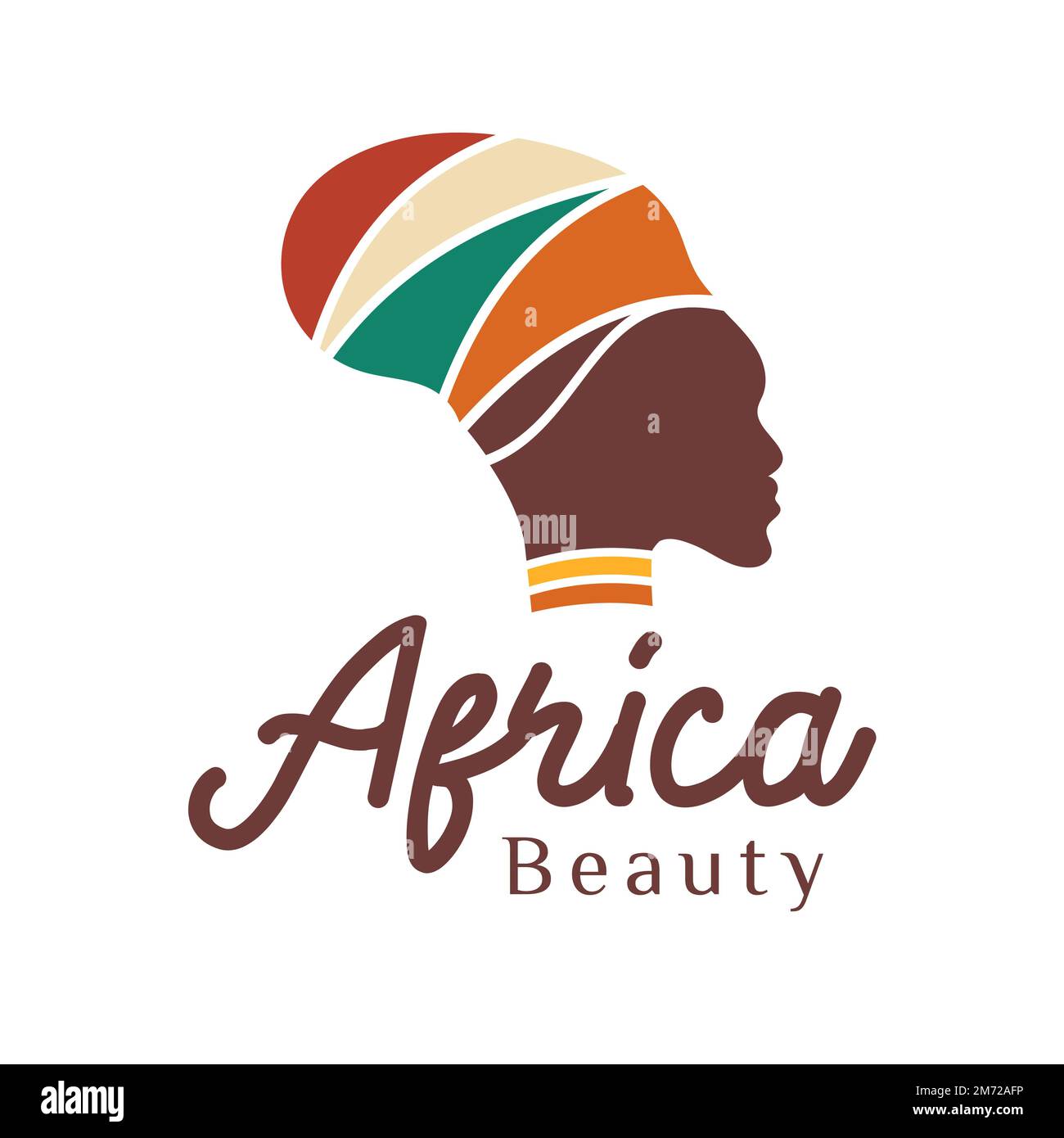 Exotic Beautiful African Woman Silhouette with hat facing position, african woman illustration,can be used for cosmetic logo Stock Vector