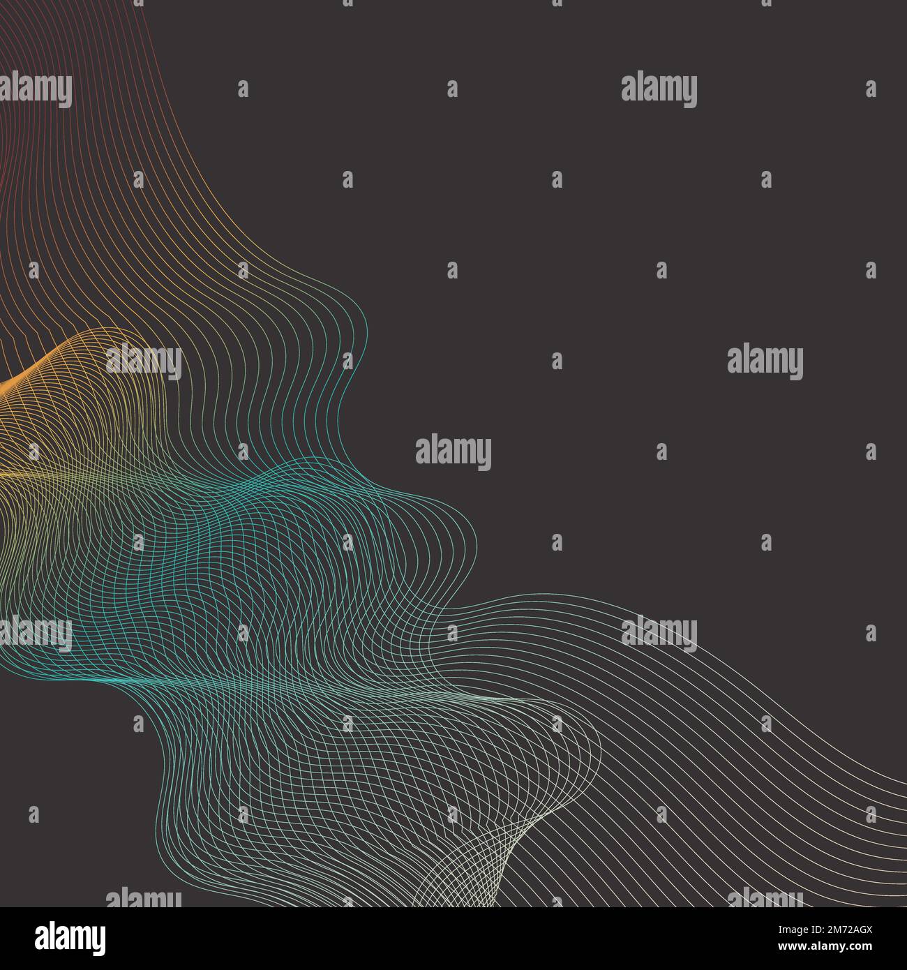Blue and orange moiré wave on black background Stock Vector