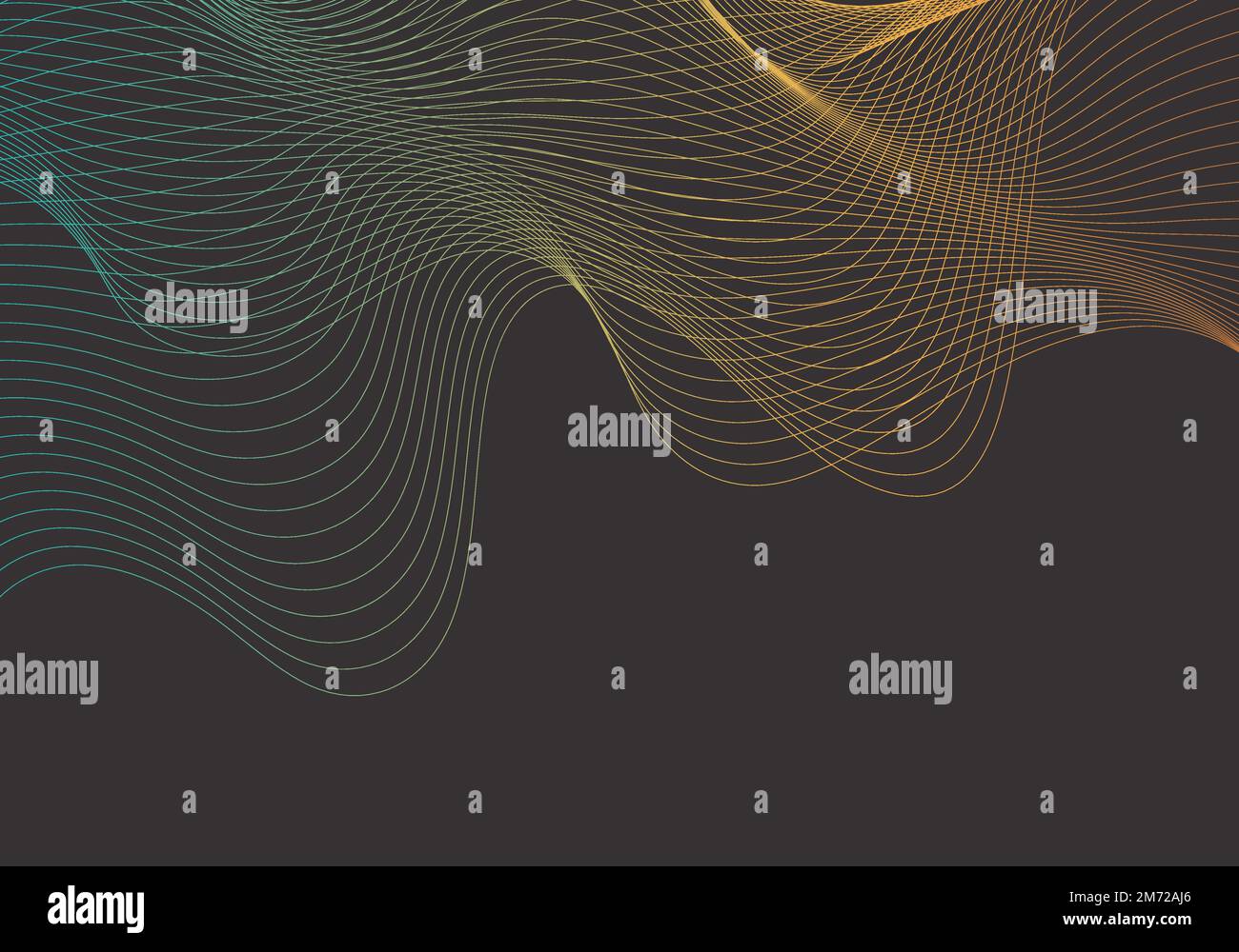Blue and orange moiré wave on black background Stock Vector