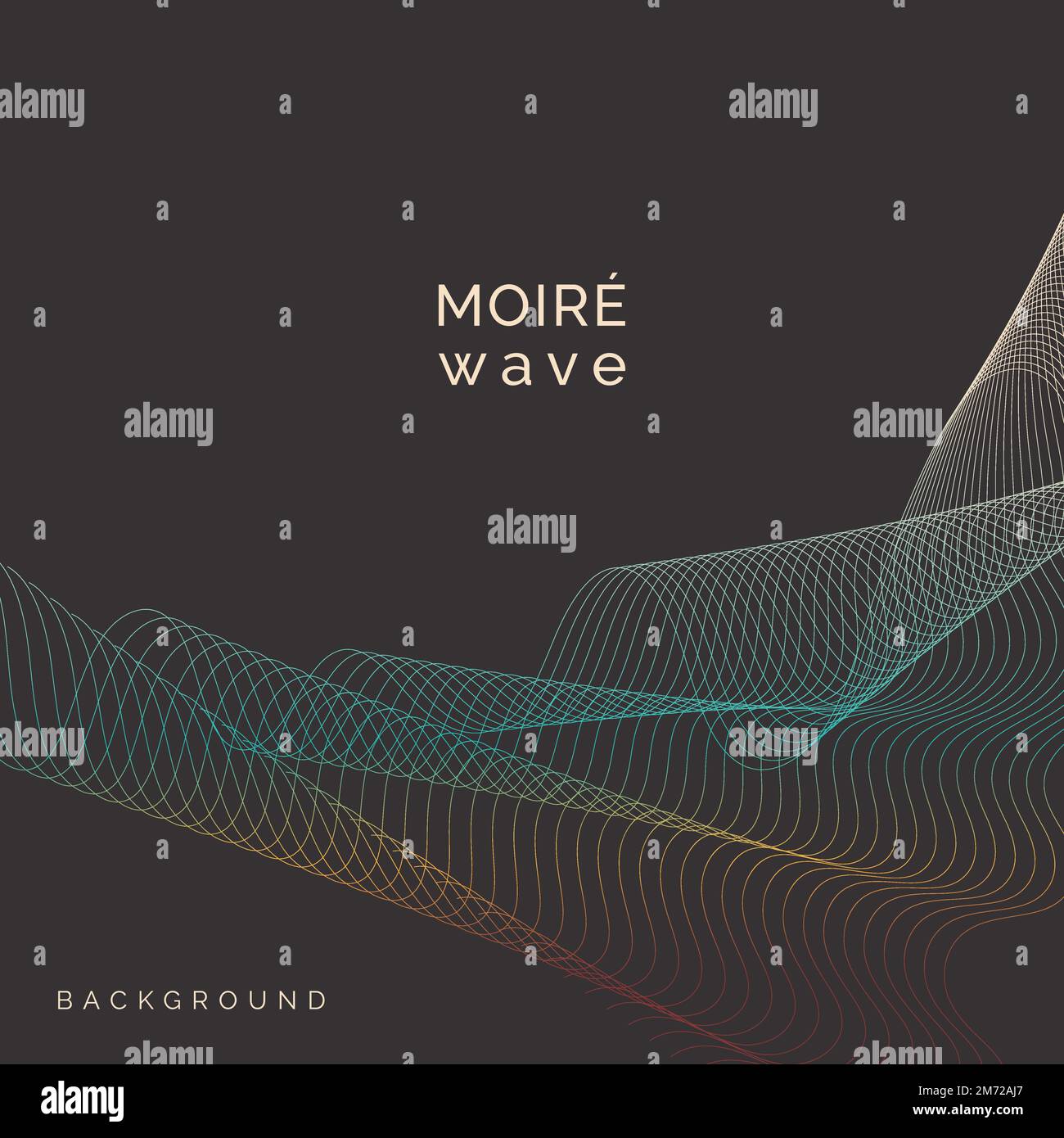 Blue and orange moiré wave on black background Stock Vector