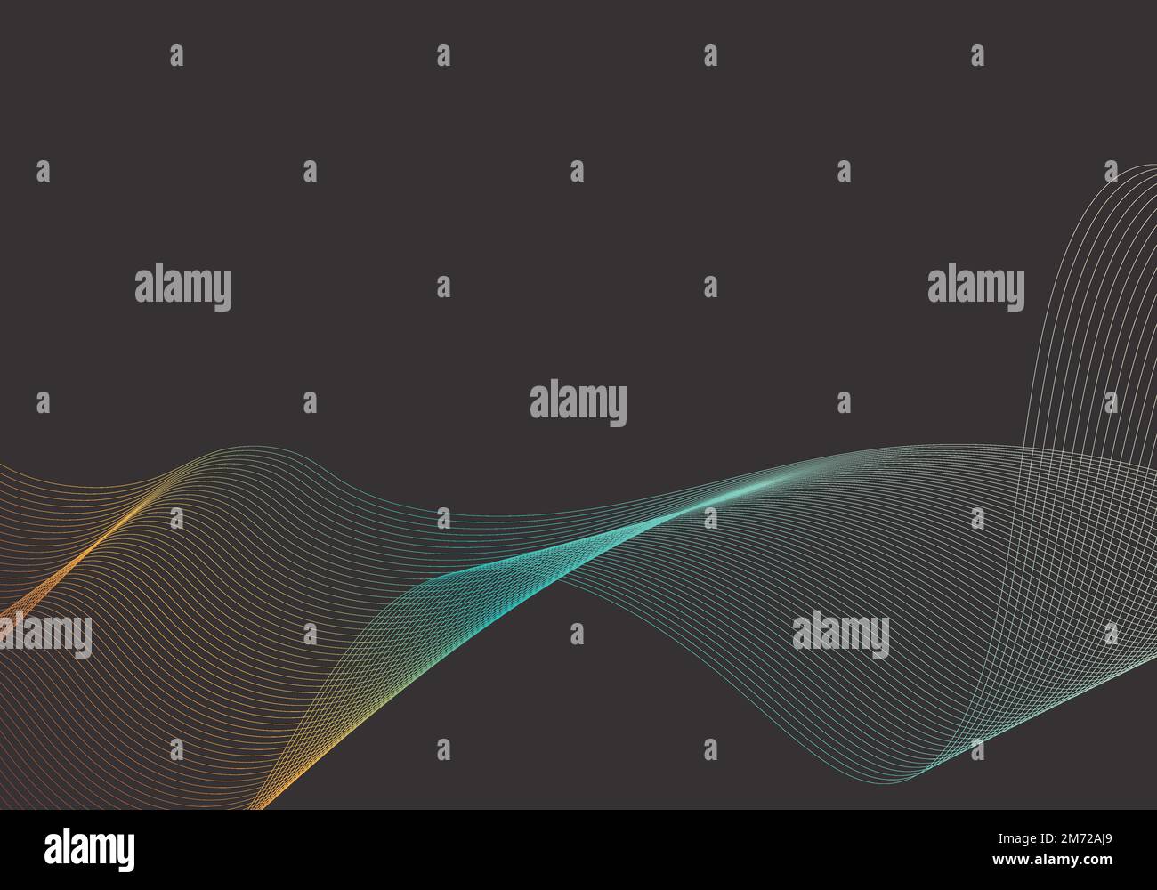 Blue and orange moiré wave on black background Stock Vector