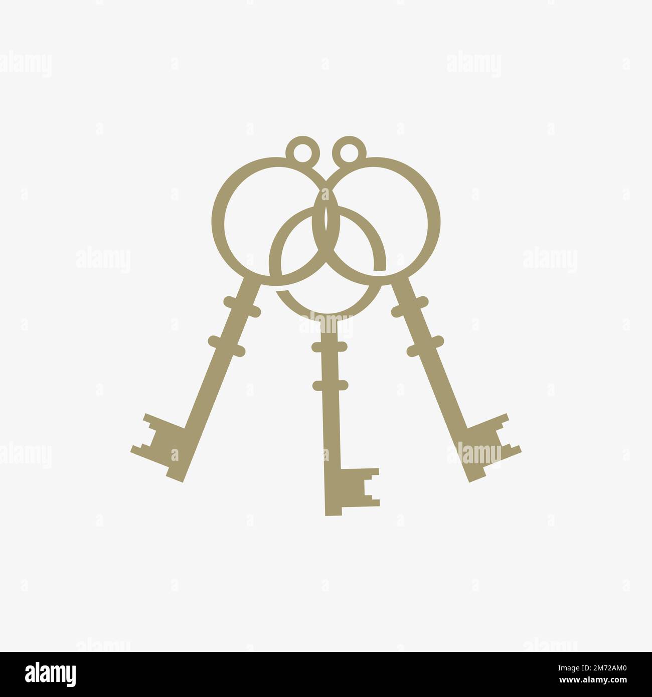 Medieval vintage lock inspiration design vector illustration, three interlocking locks. Stock Vector