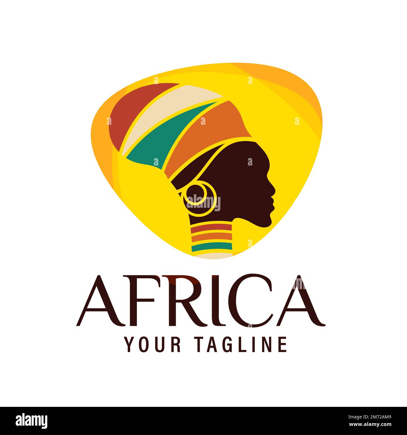 Exotic Beautiful African Woman Silhouette vector design,hat,with facing position african woman illustration, can be used for cosmetic logo Stock Vector