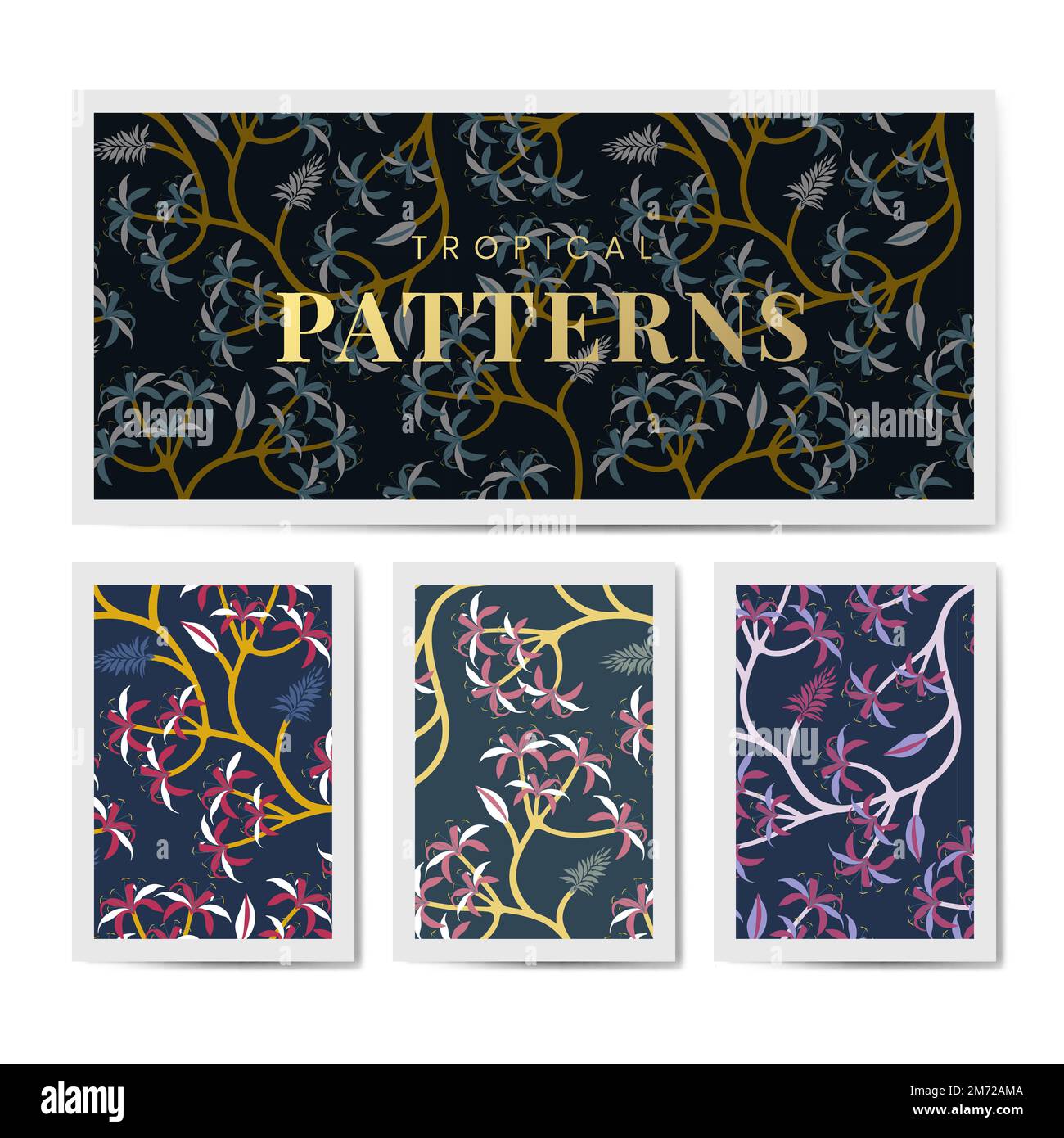 Colorful nature seamless patterned backgrounds set vector Stock Vector