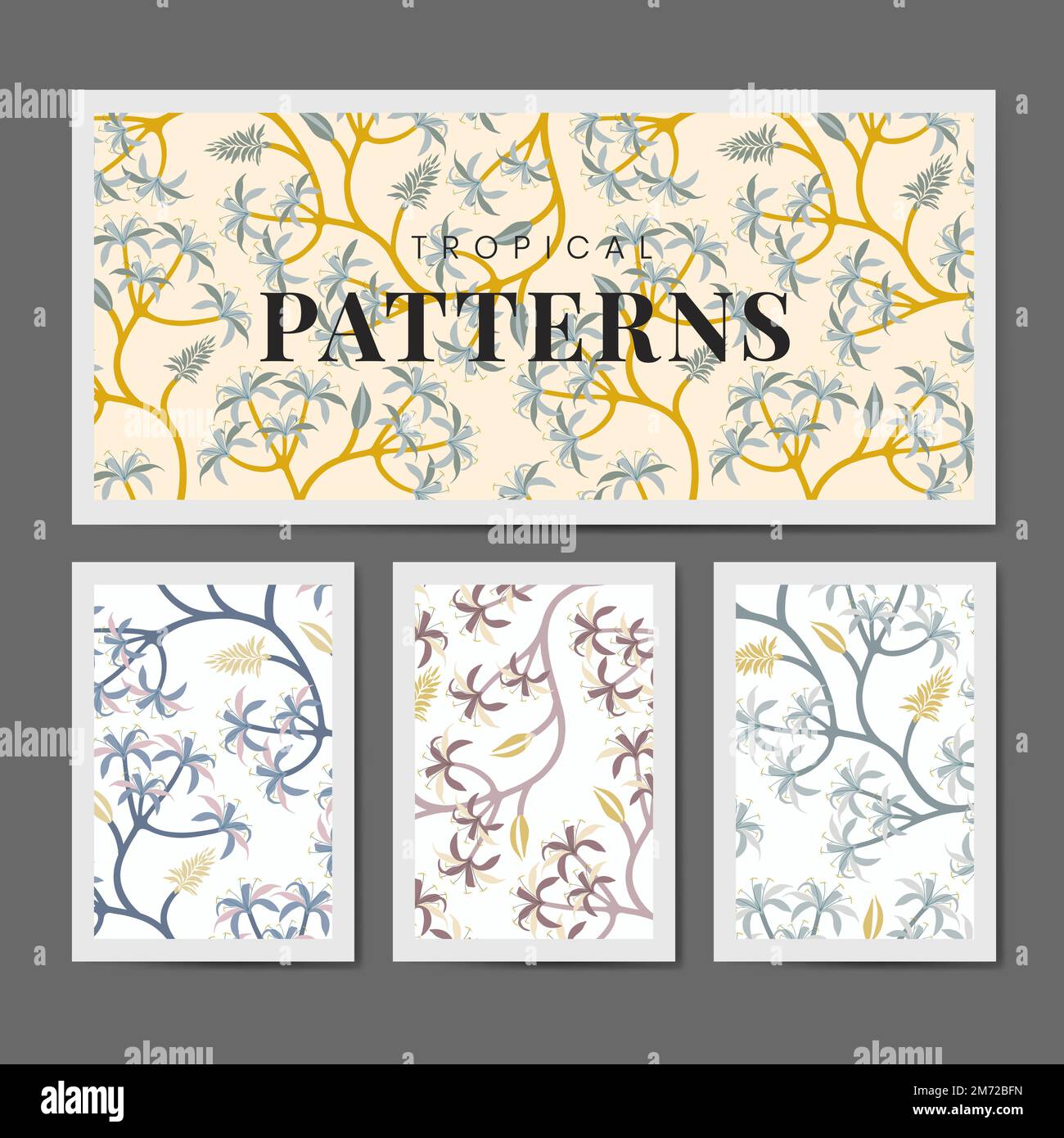 Pastel nature seamless patterned backgrounds set vector Stock Vector