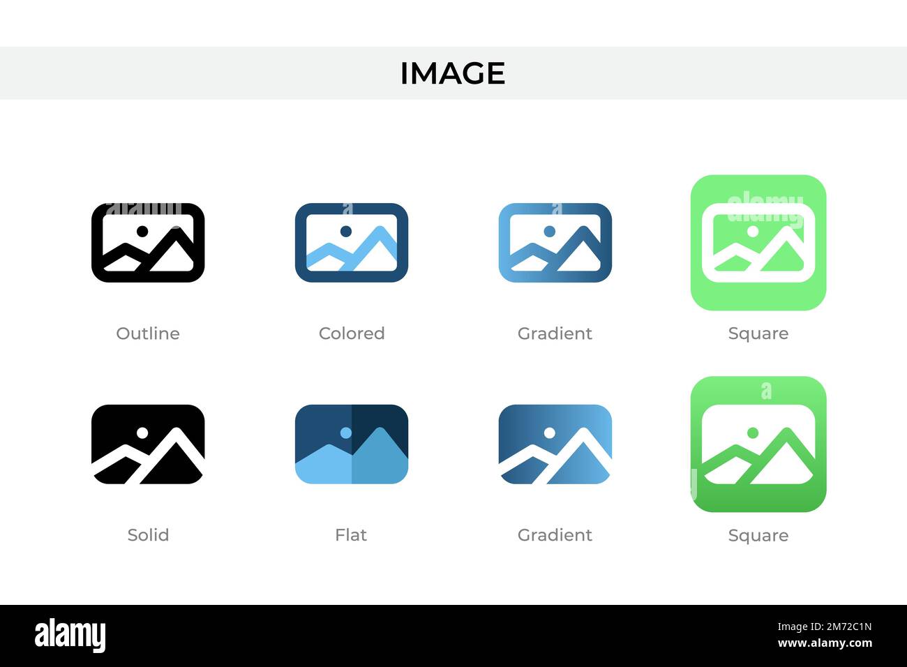 Image icon in different style. Image vector icons designed in outline ...