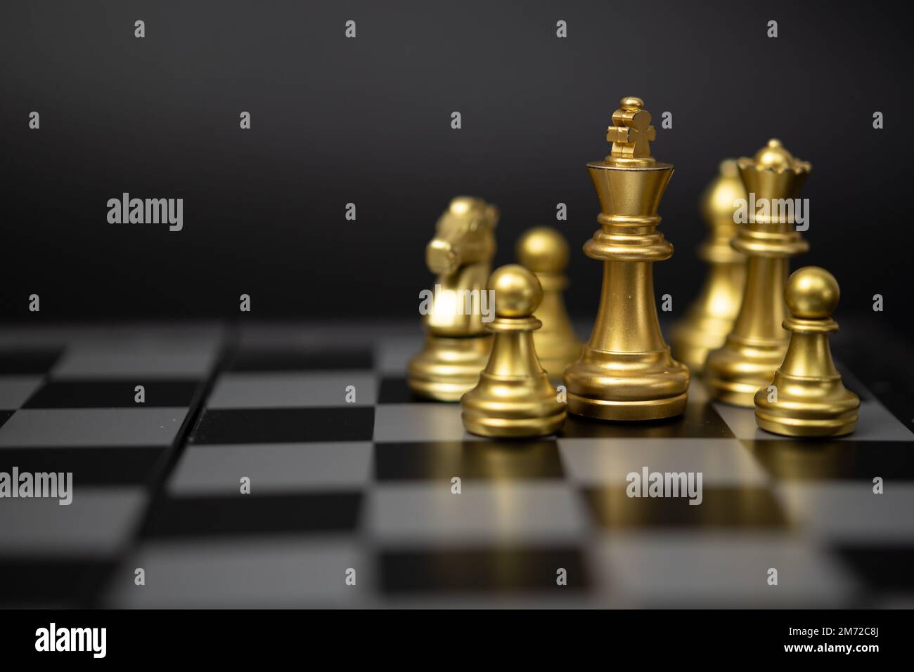 Chess board game and knight ,chess on board business management strategy and analysis with marketing plan concept. Stock Photo