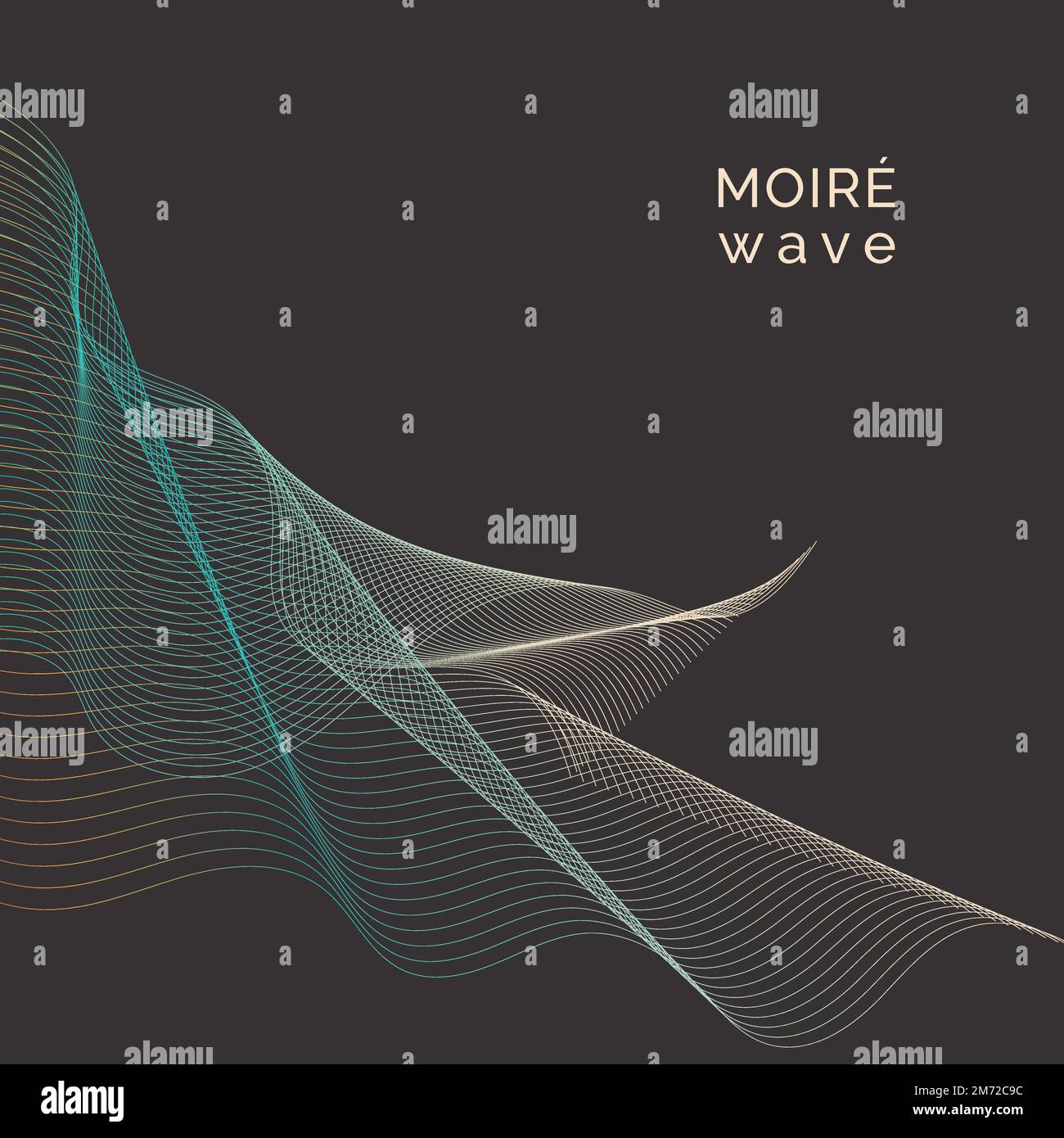 Blue and orange moiré wave on black background Stock Vector