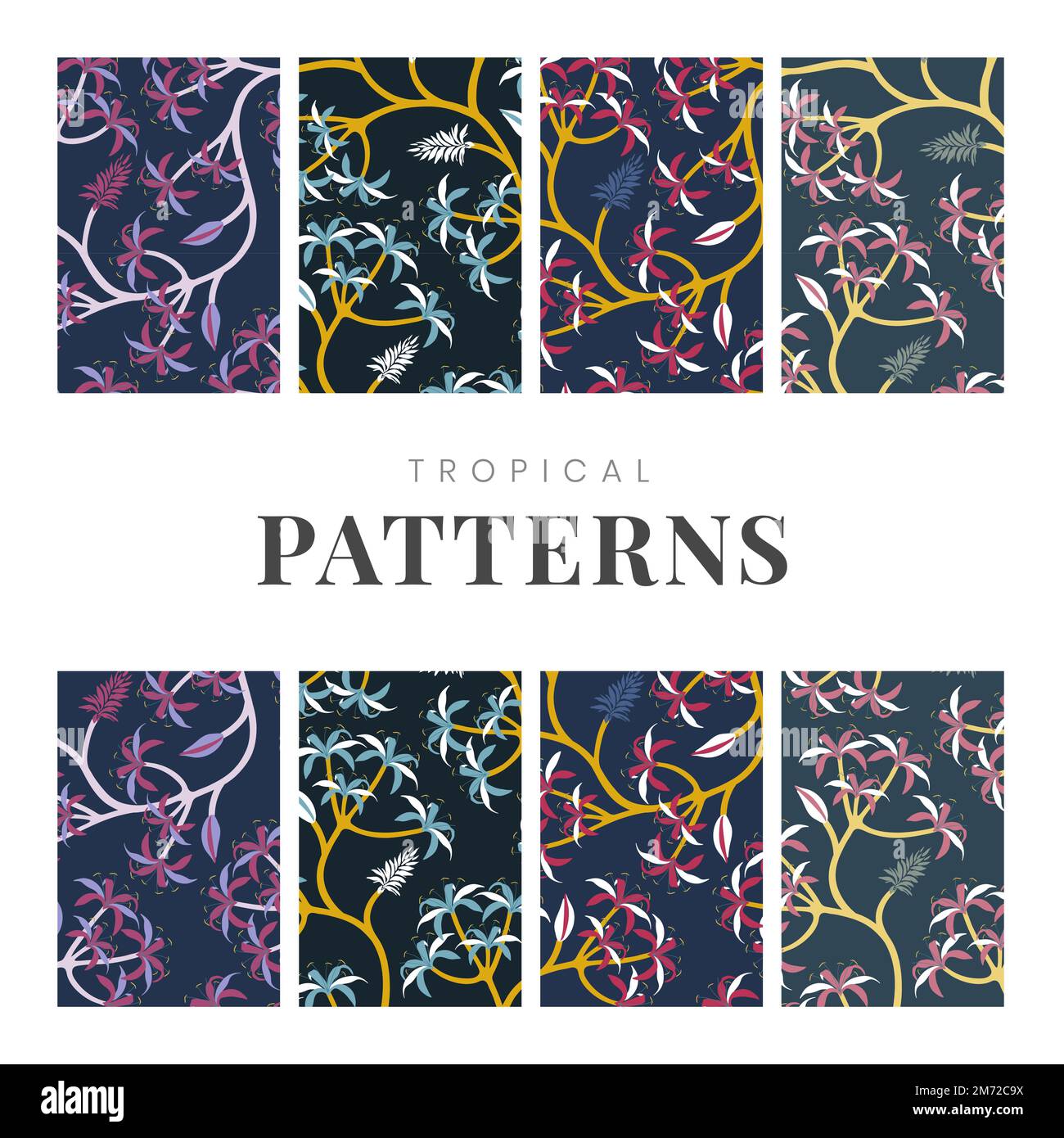 Colorful nature seamless patterned backgrounds set vector Stock Vector