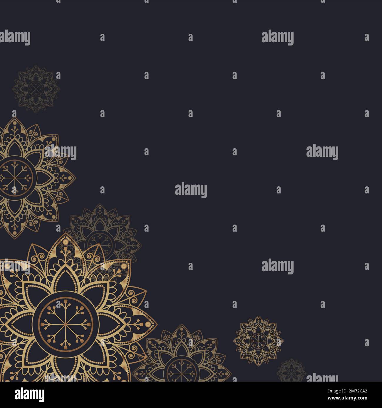 Gold mandala pattern on black background vector Stock Vector