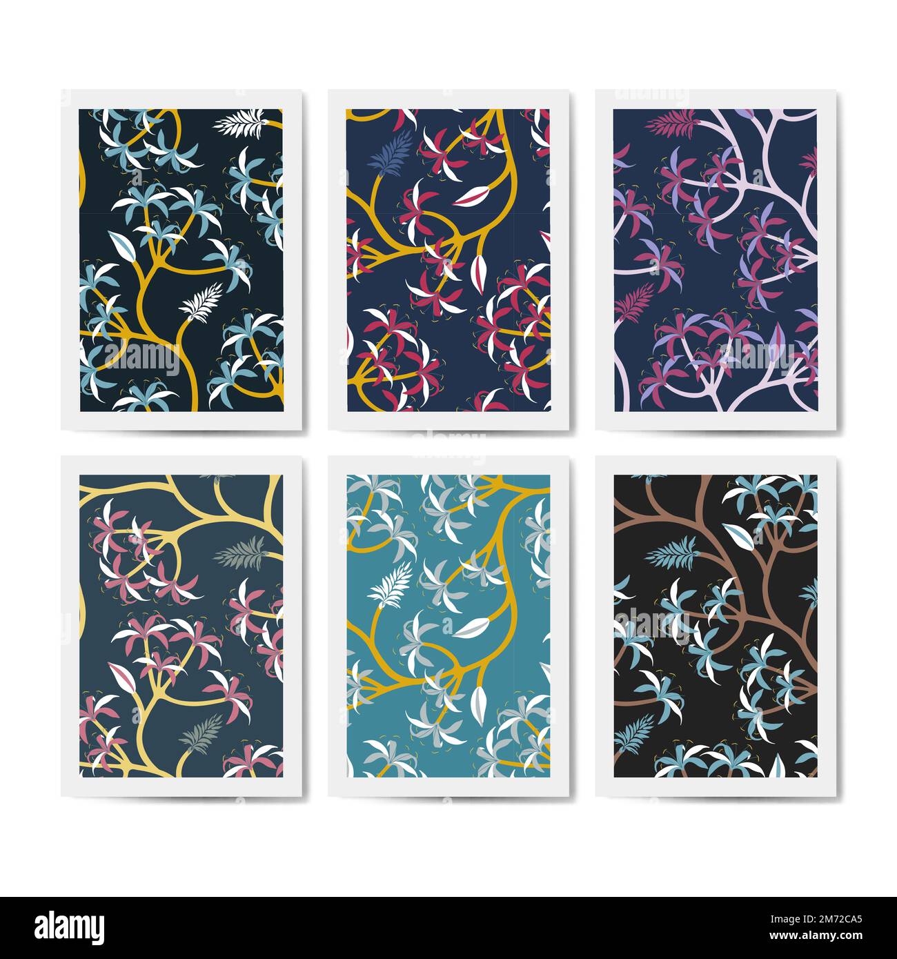 Colorful nature seamless patterned backgrounds set vector Stock Vector