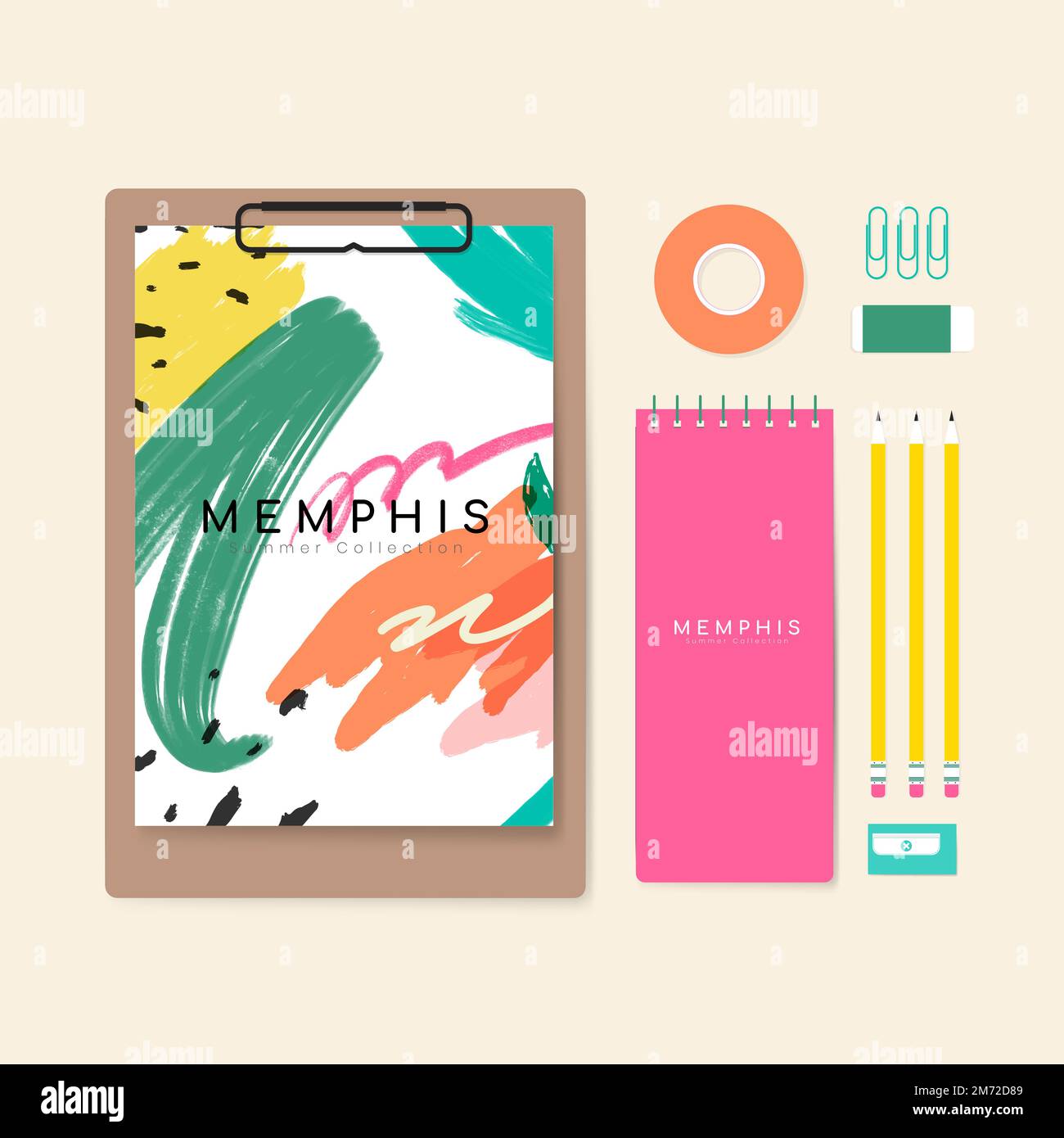 Summer memphis design stationery vector Stock Vector Image & Art Alamy